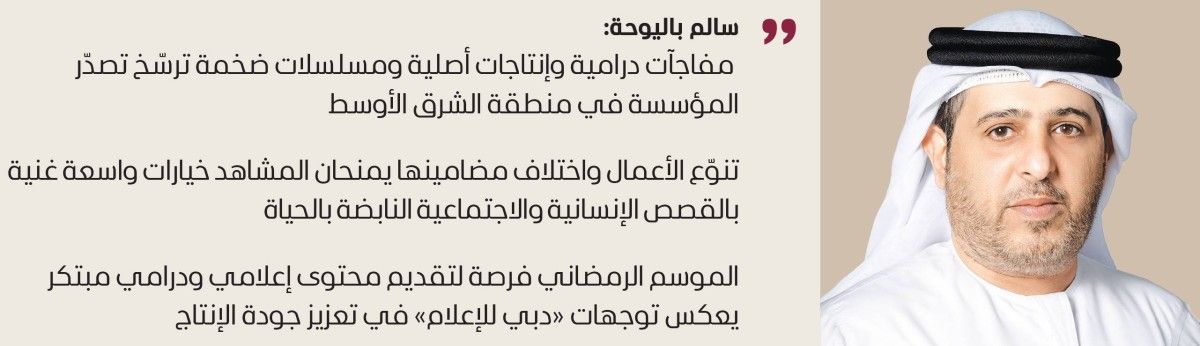 20 مسلسلاً إماراتياً وخليجياً وعربياً مميزاً و24 برنامجاً اجتماعياً وترفيهياً عبر قنوات «دبي للإعلام»