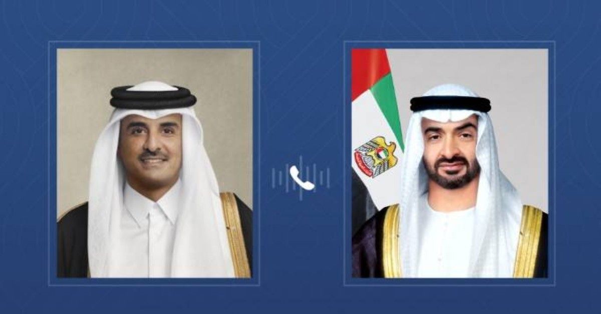 رئيس الدولة وأمير قطر يبحثان خلال اتصال هاتفي المستجدات في المنطقة