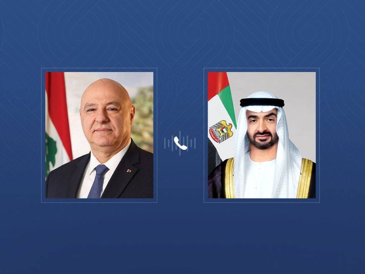 خلال اتصال هاتفي مع رئيس الدولة..الرئيس اللبناني يعبر عن إدانة الاعتداءات الإيرانية على الإمارات ودول شقيقة