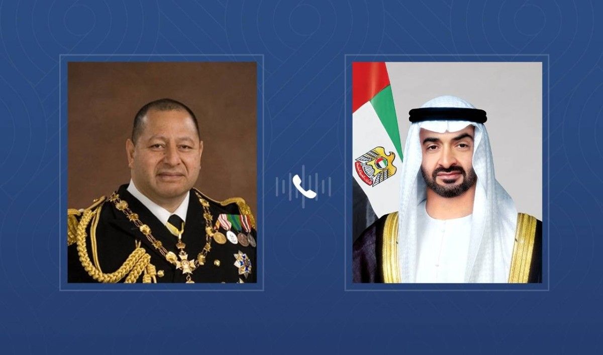 محمد بن زايد يتلقى اتصالاً هاتفياً من ملك مملكة تونغا استنكر خلاله الاعتداءات الإيرانية على أراضي الإمارات