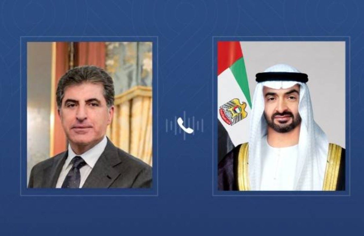 رئيس الدولة يتلقى اتصالاً هاتفياً من رئيس إقليم كردستان العراق أدان خلاله الهجوم الإرهابي على قنصلية الإمارات