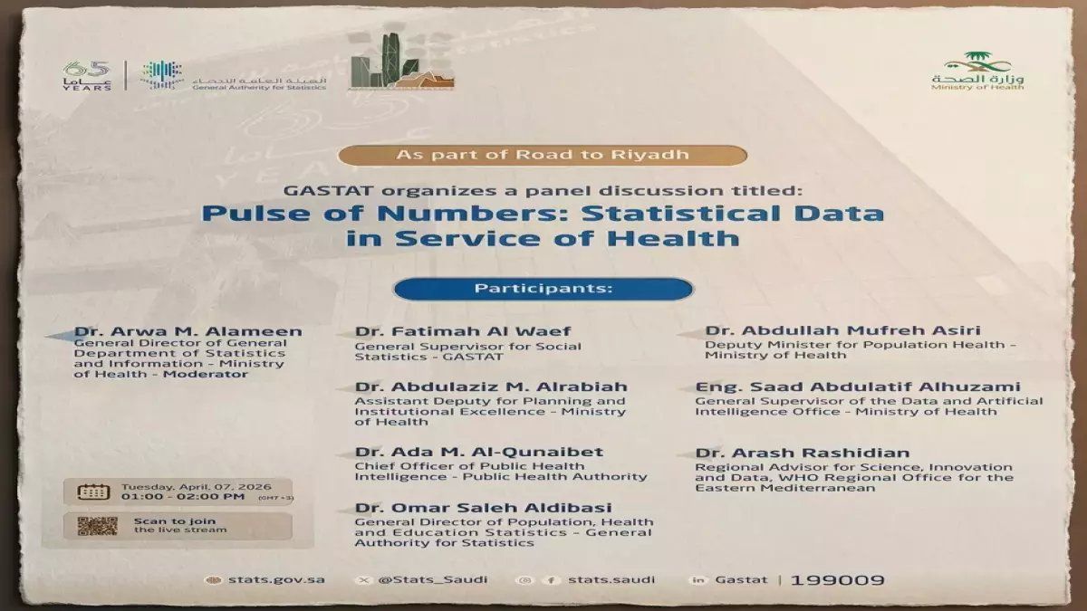 رسمياً: السعودية تستعد لأكبر حدث بيانات عالمي 2026 هيئة الإحصاء تنظم جلسة سرية مع خبراء لتحويل القطاع الصحي خلال 24 ساع...