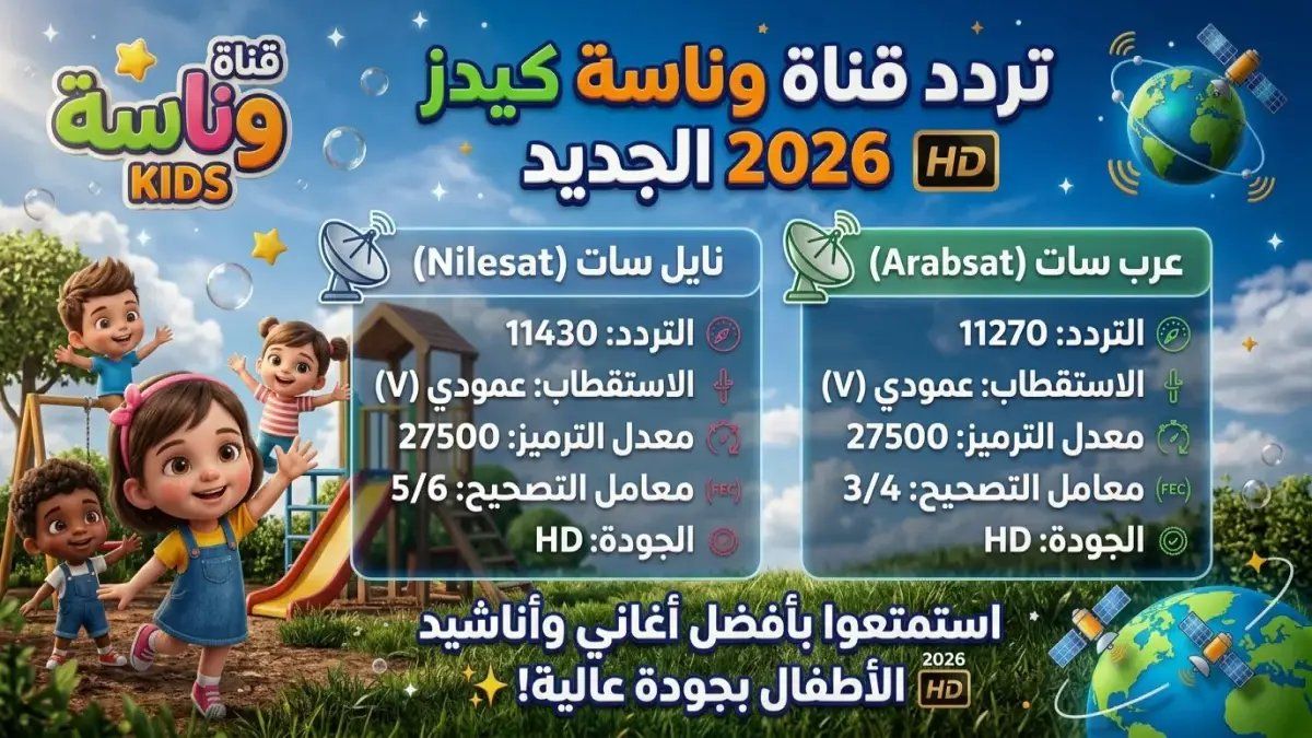 حصري: والديه ابحثو عن هذا التردد فوراً… طريقة الضبط الكاملة لمشاهدة "وناسة كيدز" مجاناً بجودة HD على نايل سات وعرب سات!