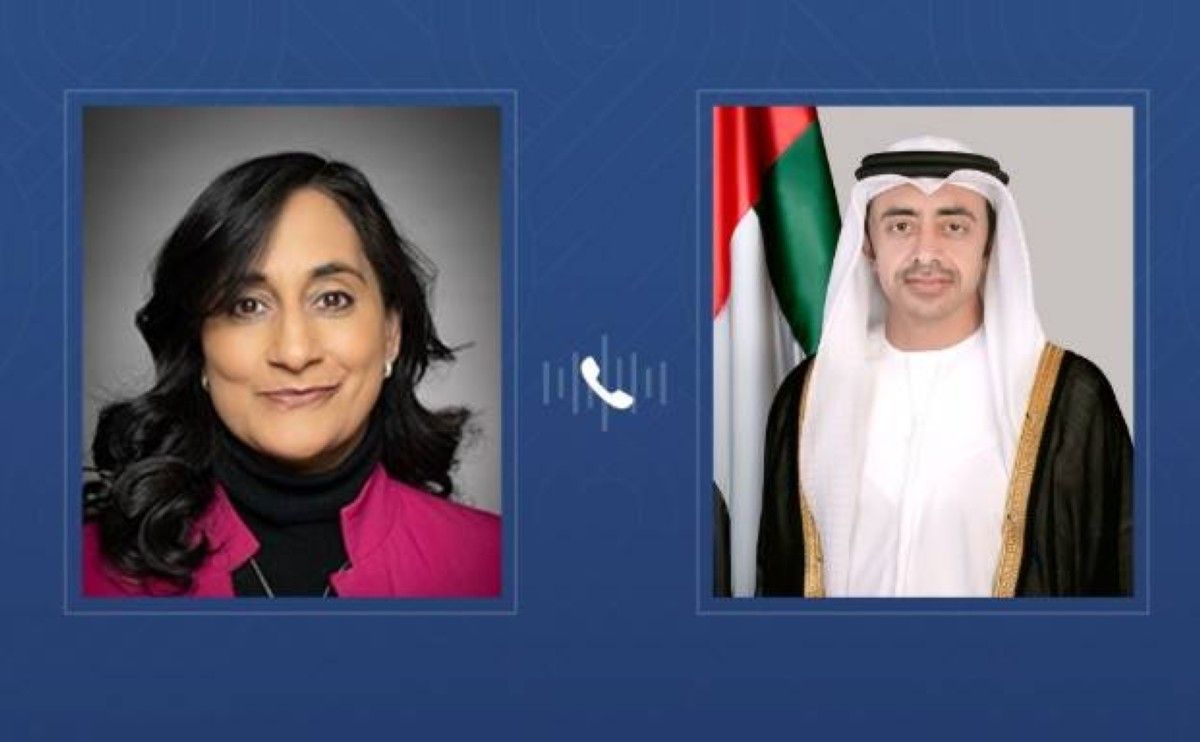 عبدالله بن زايد ووزيرة خارجية كندا يبحثان هاتفياً العلاقات الثنائية والتطورات الإقليمية