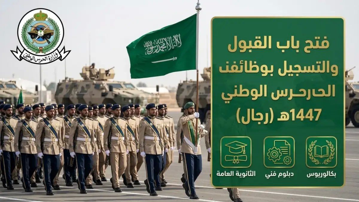 رسمياً: الحرس الوطني يفتح باب وظائف الرتب المختلفة… آخر فرصة للانضمام إلى المنظومة العسكرية المتقدمة 1447