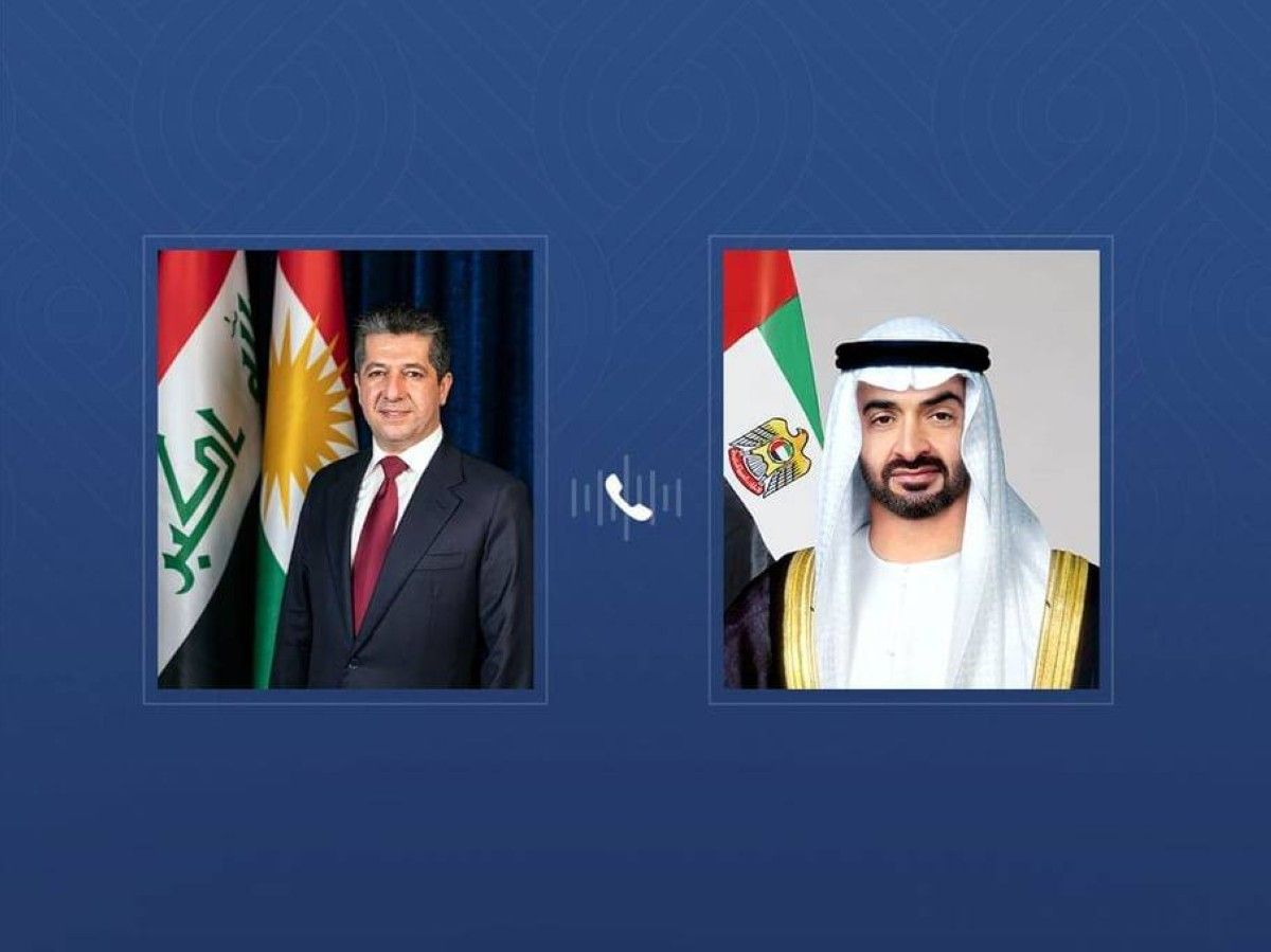 رئيس الدولة يتلقى اتصالاً هاتفياً من رئيس حكومة إقليم كردستان العراق أدان خلاله الاعتداءات الإيرانية الإرهابية ضد الإمارات