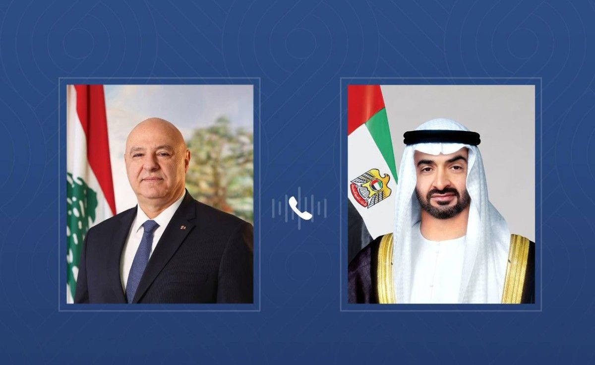 محمد بن زايد يتلقى اتصالاً هاتفياً من الرئيس اللبناني