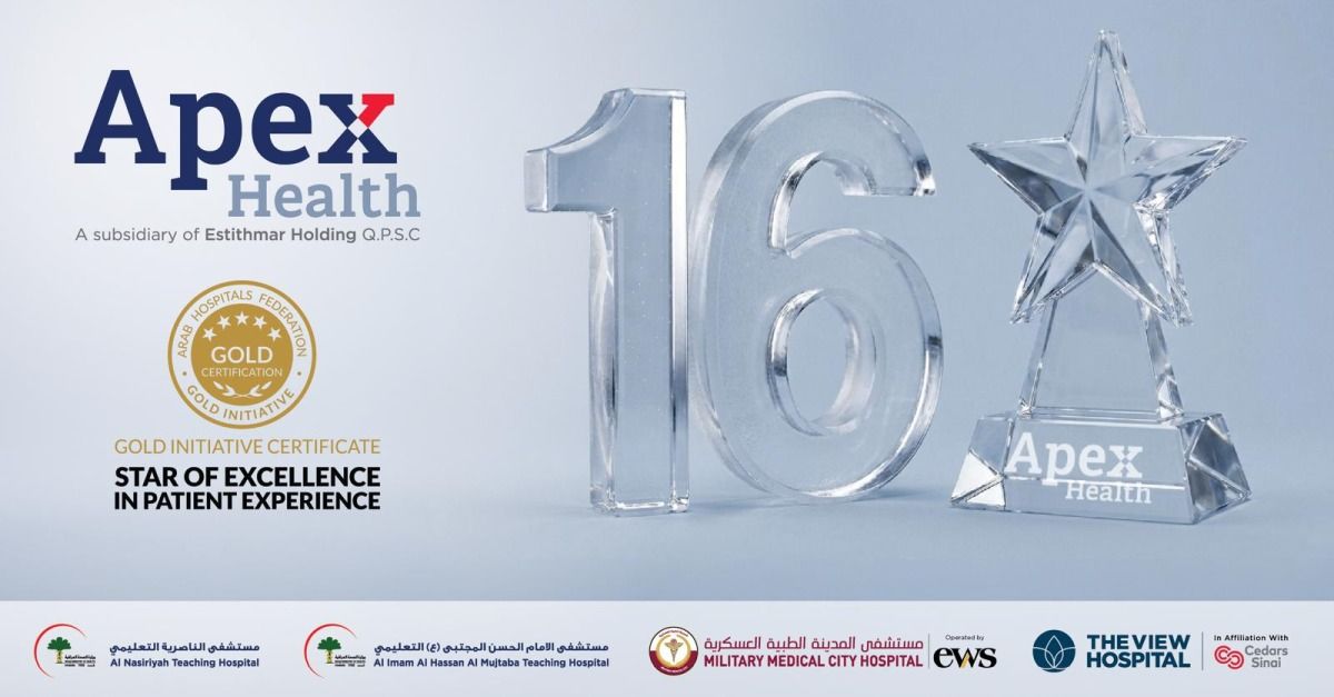 ابيكس هيلث تحصد 16 جائزة وتحصل على أعلى تصنيف في النسخة السابعة من مبادرة الشهادة الذهبية لاتحاد المستشفيات العربية