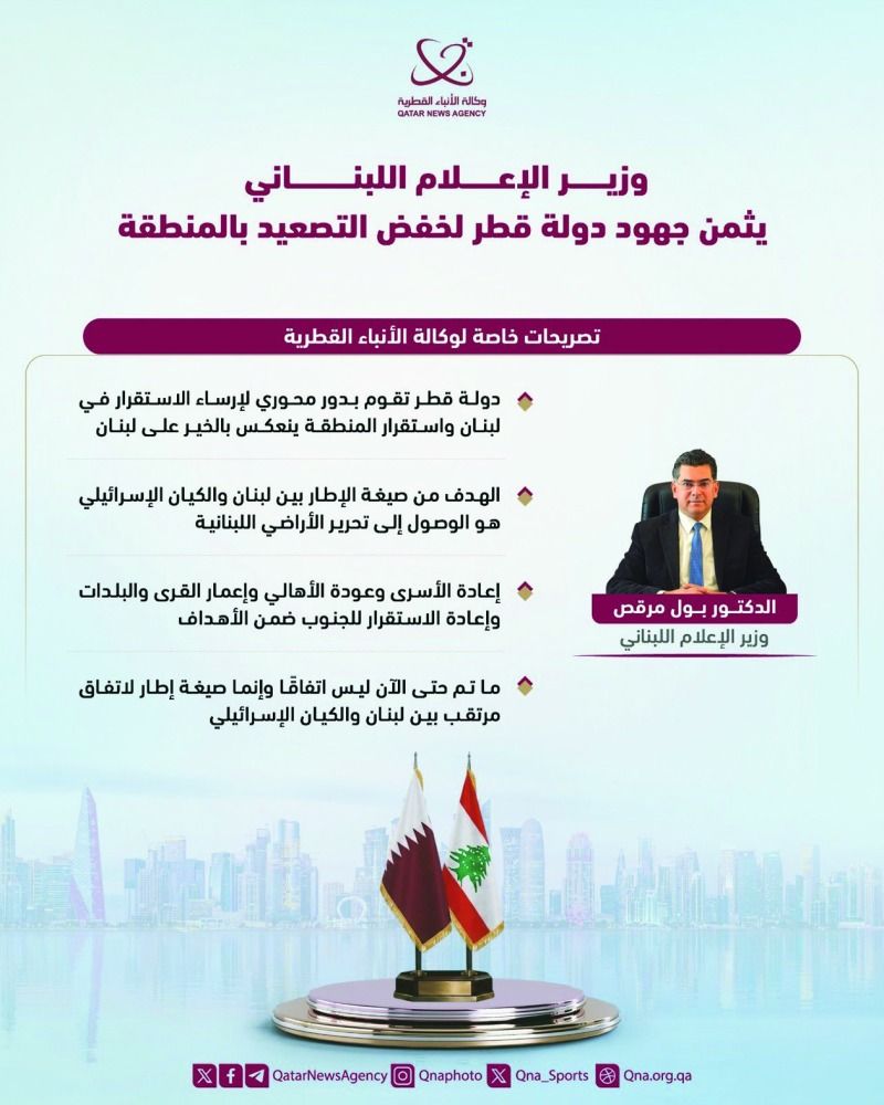 وزير الإعلام اللبناني: جهود قطر تعمل على إرساء الاستقرار في بلادنا