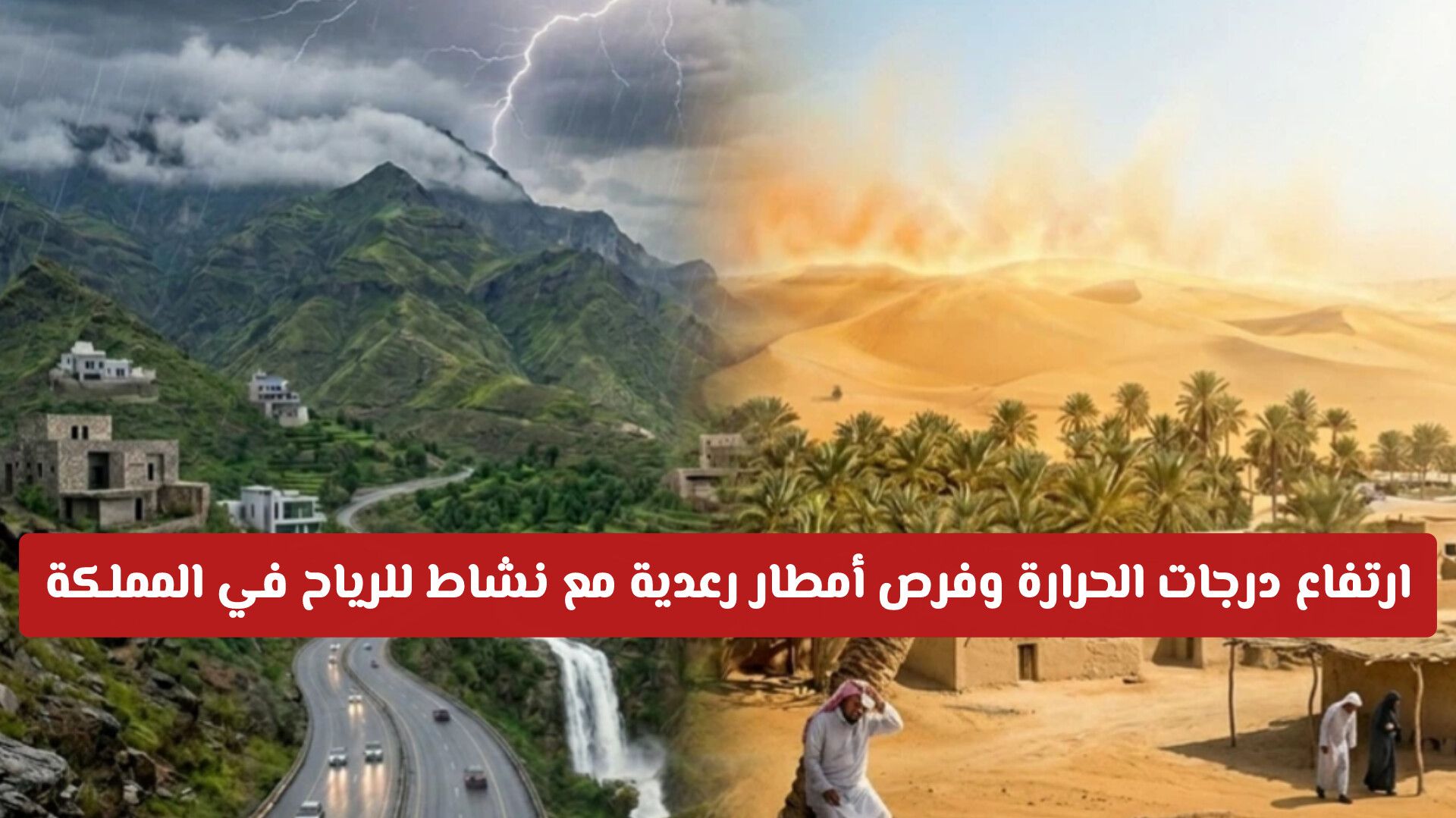"الأرصاد السعودية": ارتفاع درجات الحرارة وفرص أمطار رعدية مع نشاط للرياح المثيرة للأتربة على عدة مناطق