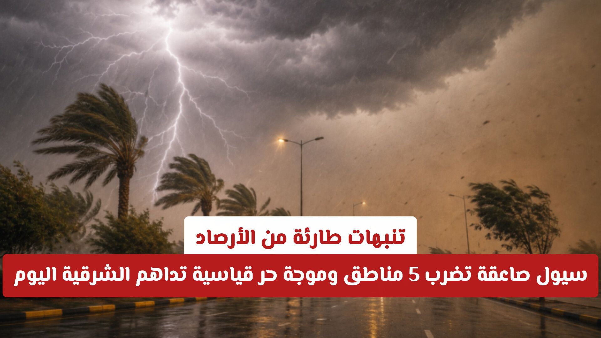 تنبهات طارئة من الأرصاد: سيول صاعقة تضرب 5 مناطق وموجة حر قياسية تداهم الشرقية اليوم
