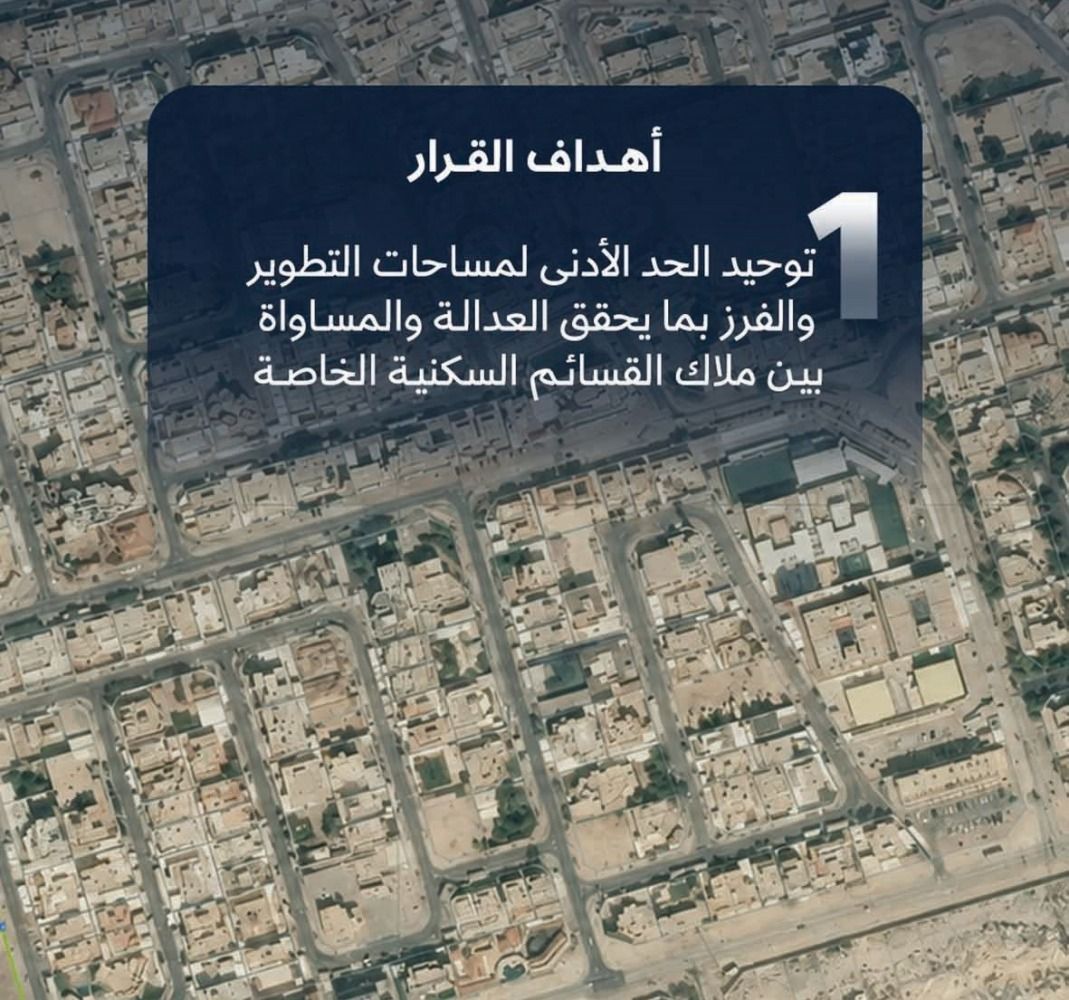 تخفيض الحد الأدنى لفرز أراضي الفلل إلى 400 متر