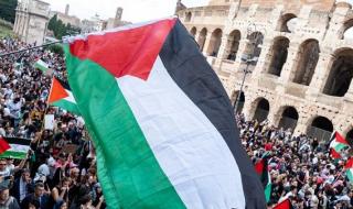 فيديو | آلاف المتظاهرين يحتشدون في روما لدعم فلسطين
