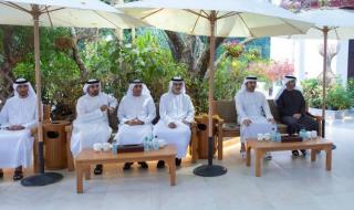 محمد بن راشد يستقبل منصور بن زايد في استراحة المرموم بدبي