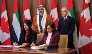 ولي عهد أبوظبي ورئيس وزراء كندا يشهدان توقيع اتفاقية الشراكة الاقتصادية الشاملة بين البلدين